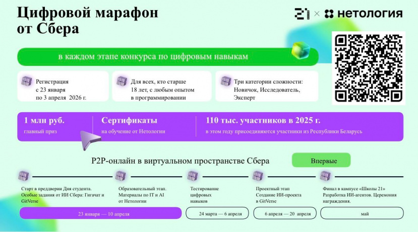 Цифровой марафон 2026 от Сбера! Испытай себя и получи заслуженную награду!